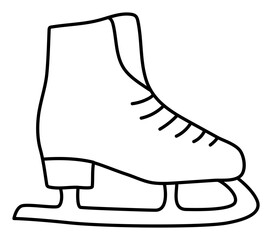 Skates. Sport equipment line sketch. Hand drawn doodle outline icon. Black and white freehand fitness illustration