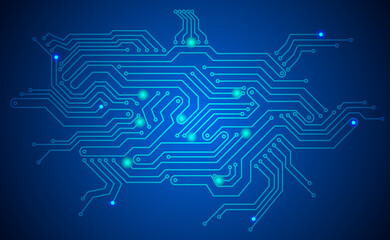 Electronics board. Circuit engineering technology concept. High tech digital data connection system or computer electronic microcircuit design