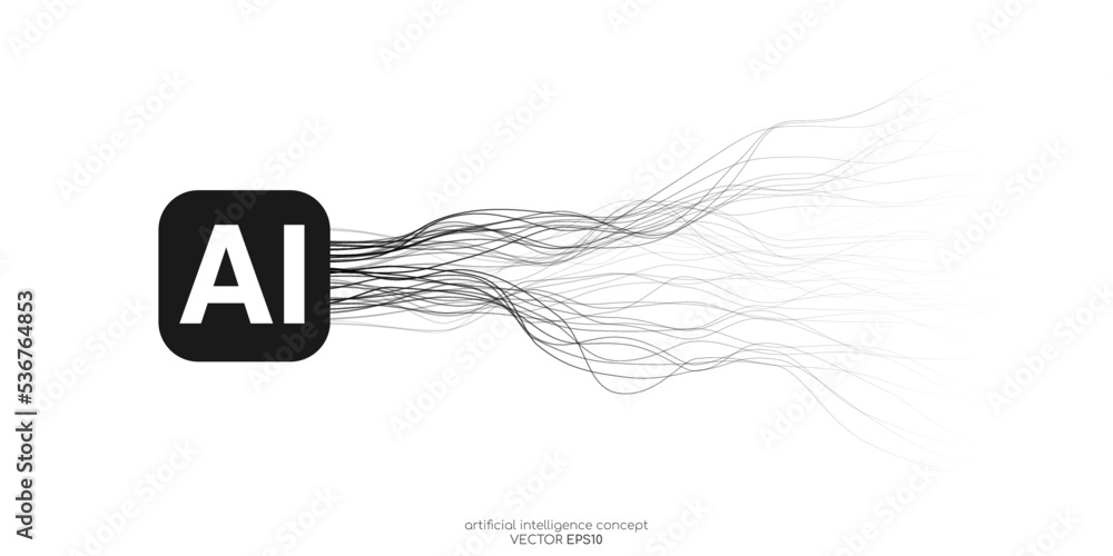 Aufkleber Vector abstract wavy lines flowing dynamic isolated on white background for concept of AI artificial intelligence technology
