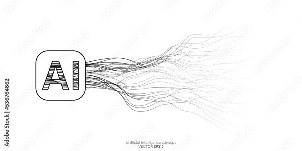 Aufkleber Vector abstract wavy lines flowing dynamic isolated on white background for concept of AI artificial intelligence technology