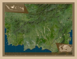 Kalimantan Tengah, Indonesia. Low-res satellite. Major cities