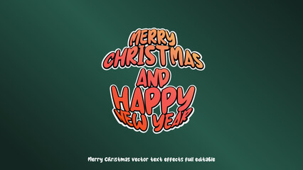 merry christmas and happy new year vector text effects