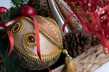 Christmas Decoration on Green Background