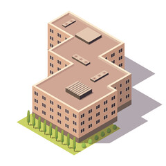 Offices isometric. Architecture building facade of business center. Infographic element. Architectural  3d illustration