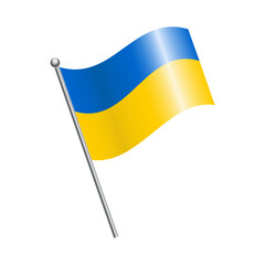 Ukrainian flag. The national canvas of blue and yellow flutters in the wind. Isolated icon. Vector.