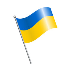 Ukrainian flag. The national canvas of blue and yellow flutters in the wind. Isolated icon. 
