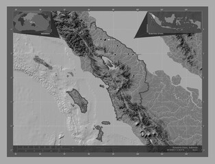 Sumatera Utara, Indonesia. Bilevel. Labelled points of cities