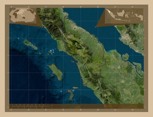 Sumatera Utara, Indonesia. Low-res satellite. Major cities