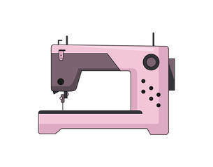 Sewing machine. Retro design form of tool for sewing. Colorful equipment of dressmaker.  illustration in flat style