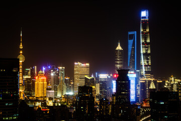 Fototapeta na wymiar The night view of Shanghai, China.