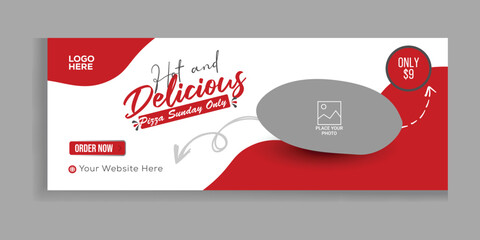 Food menu and delicious burger Facebook cover banner social media ident personal social media cover photo template design premium vector