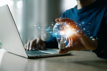 AI learning and business artificial intelligence, modern , transformation of ideas and the adoption...