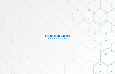 white background with blue tech hexagon