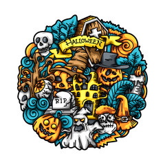 Halloween Doodle Vector Design Illustration