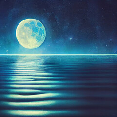 moon light over the calm ocean 