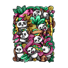 Panda Doodle Vector Illustrations