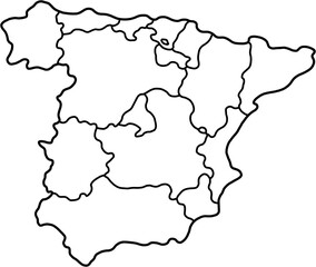 doodle freehand drawing of spain map. 