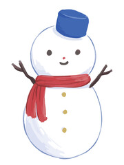 アナログ風の雪だるまのイラスト
