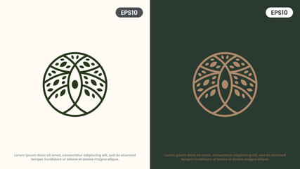 Olive Tree vector line icon. Nature trees vector illustration logo. Modern design.