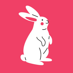 Illustration of cute cartoon white rabbit. Symbol of 2023 lunar new year