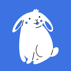 Illustration of cute cartoon white rabbit. Symbol of 2023 lunar new year