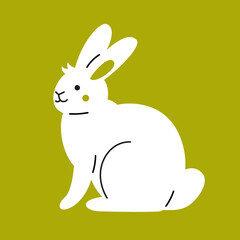 Illustration of cute cartoon white rabbit. Symbol of 2023 lunar new year