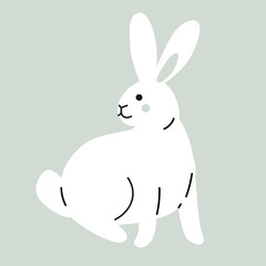 Illustration of cute cartoon white rabbit. Symbol of 2023 lunar new year