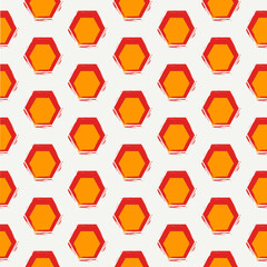 Paint brush hexagons. Hand drawn honeycombs background. Hexahedrons wallpaper. Hives motif. Geometric backdrop. Ethnic digital paper. Web designing. Textile print. Seamless pattern.