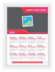 New year 2023 calendar single page design templates