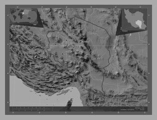 Kerman, Iran. Bilevel. Labelled points of cities