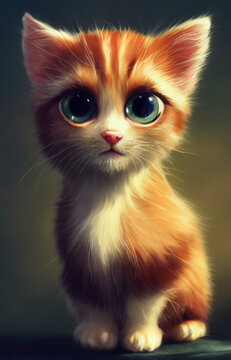 An image of a cute kitten made in the style of Pixar. High quality illustration