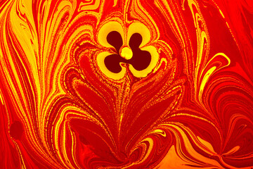 Abstract marble texture floral pattern . Traditional art of Ebru marbling