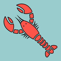 Lobster icon isolated. Flat style vector illustration