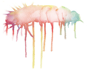 Abstract color gradient stain in watercolor. Isolated watercolor drips over a white background. components for making art.
