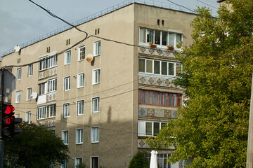 Fototapeta na wymiar Block of flats in Ukraine. Kolomyia. 