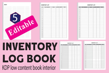 Naklejka premium Inventory Log Book.This Accounting record book is best for following funds and exchanges. It very well may be utilized for recording the payment and costs of individuals, private ventures, or locall