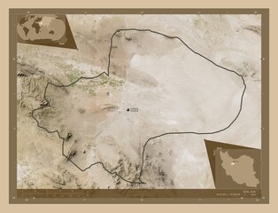 Qom, Iran. Low-res satellite. Labelled points of cities