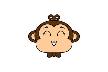 women head Monkey Chimp Logo, isolated on white background