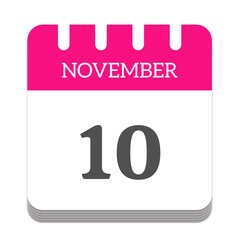 November 10  calendar flat icon