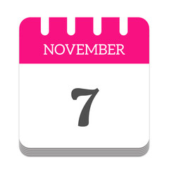 November 7 calendar flat icon