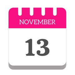 November calendar flat icon