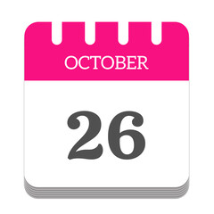 October 26 calendar flat icon