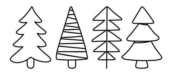 Simple doodles trees for design and decoration textile, covers, package, wrapping paper. 