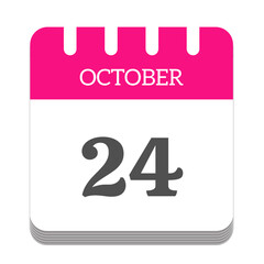 October 24 calendar flat icon