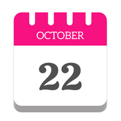 October 22 calendar flat icon