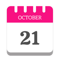October 21 calendar flat icon