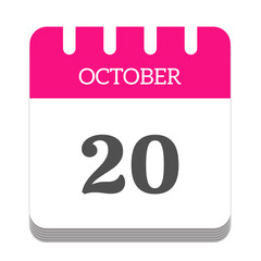 October 20 calendar flat icon