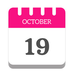 October 19 calendar flat icon