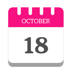 October 18 calendar flat icon