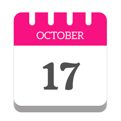 October 17 calendar flat icon